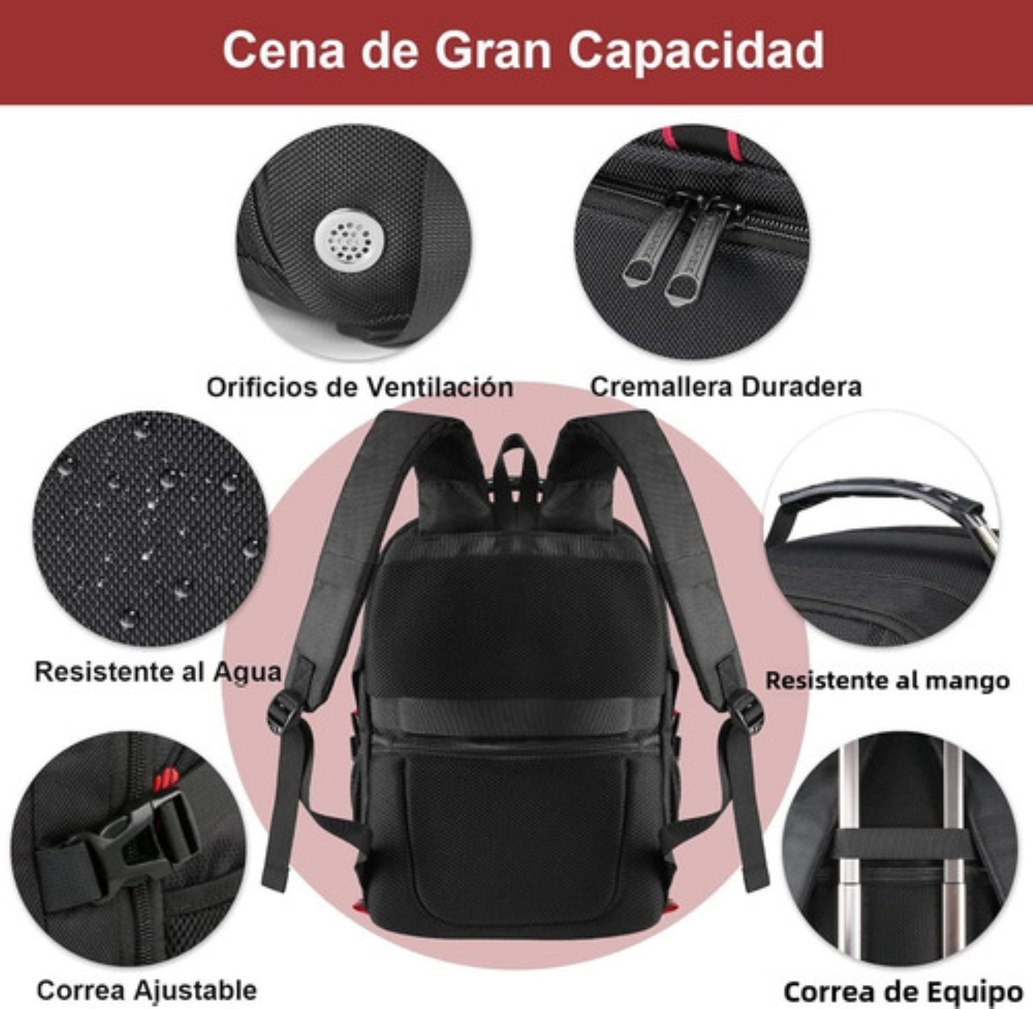 Mochila Gym Con Compartimento Para Zapatos Negro image number null