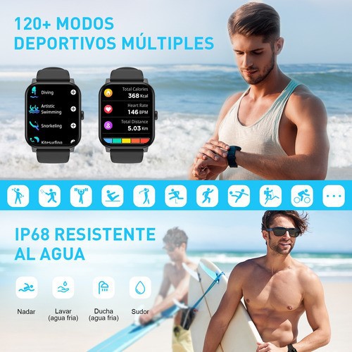 Smartwatch 1,85'' Reloj Inteligente Bluetooth Llamada Ip68 negro image number null