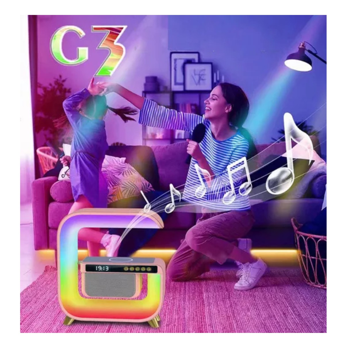 Altavoz De Subwoofer Rainbow G3 Altavoz De Luz Led Colorido Color Blanco. image number null