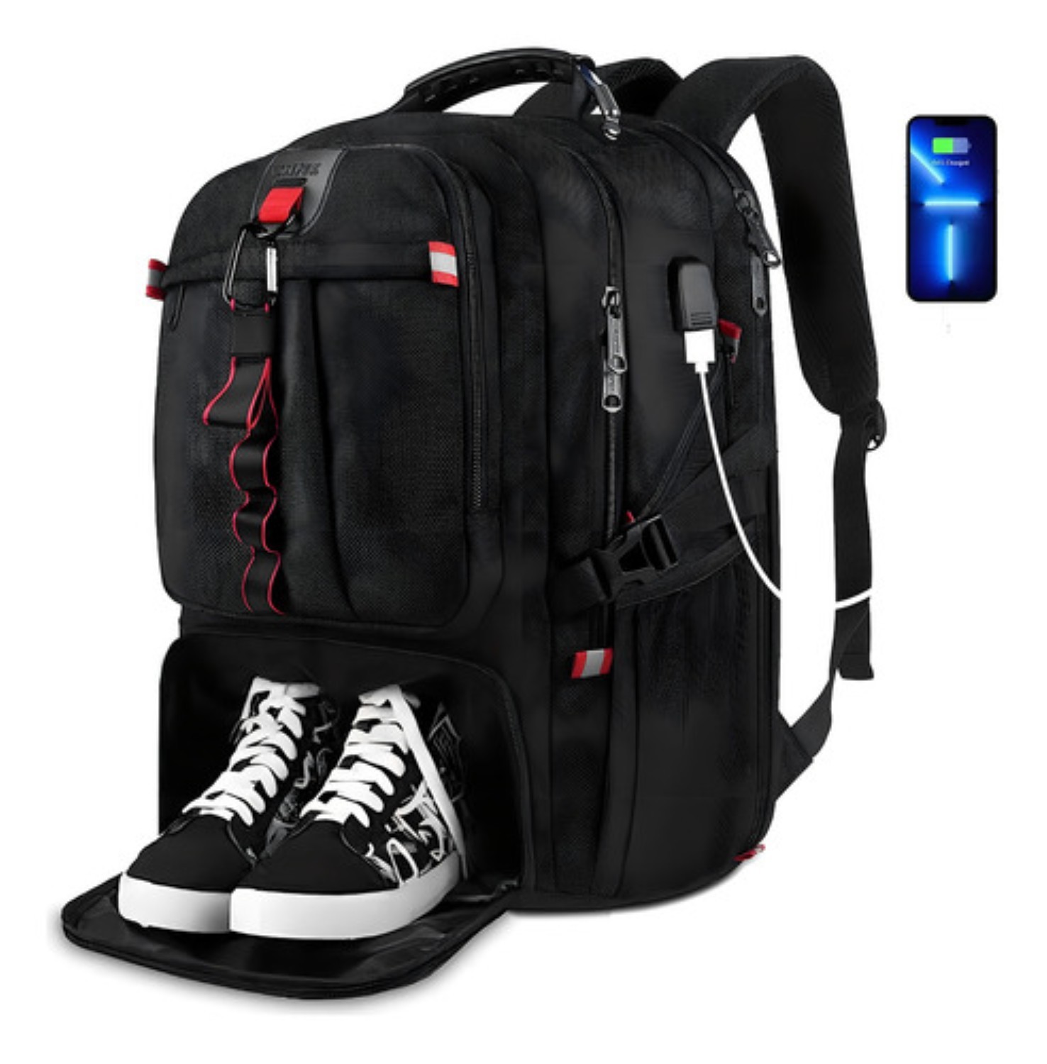 Mochila Gym Con Compartimento Para Zapatos Negro image number null