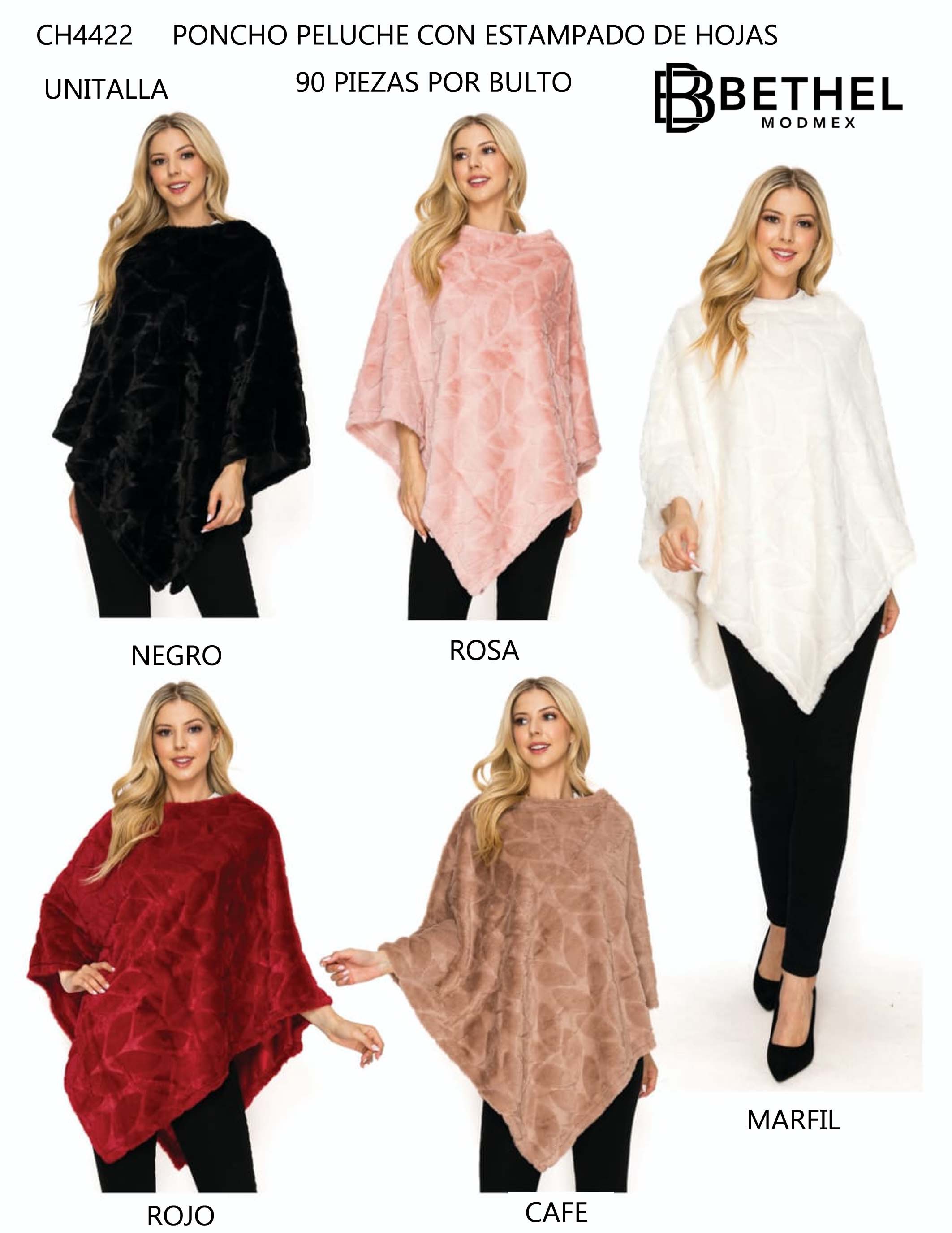PAQUETE 6 PIEZAS PONCHO DE PELUCHE ESTAMPADO DE HOJAS image number null