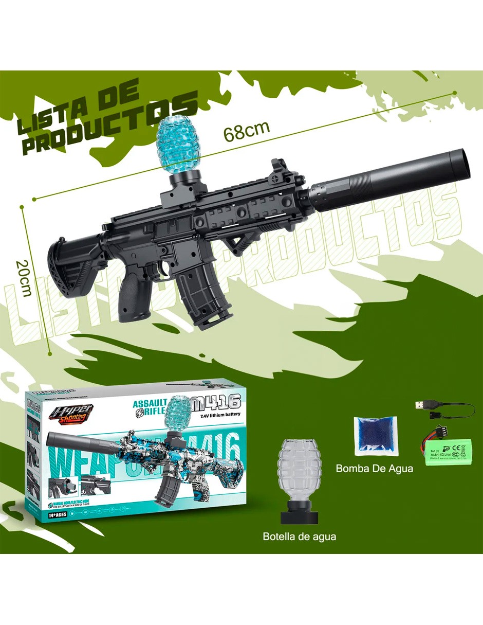 Petukita Box &ndash; Pistola de Hidrogel M4 El&eacute;ctrica Autom&aacute;tica image number null