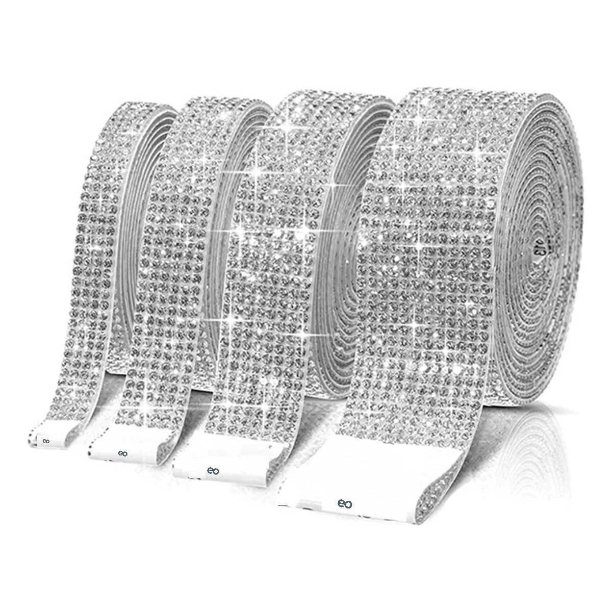 4 Rollo Pegatinas Decorativas De Diamantes De Imitaci&oacute;n Blanco image number null
