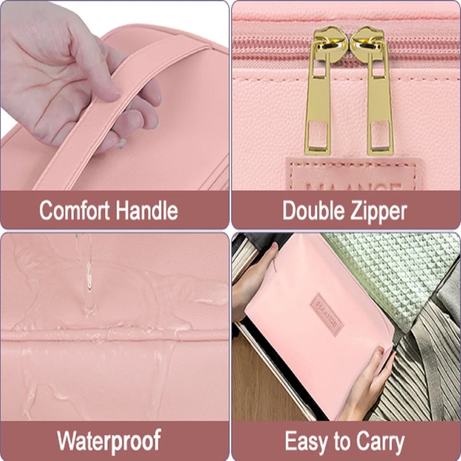 3pcs Cosmetiquera Neceser Estuches De Maquillaje Bolsa Viaje Rosa image number null