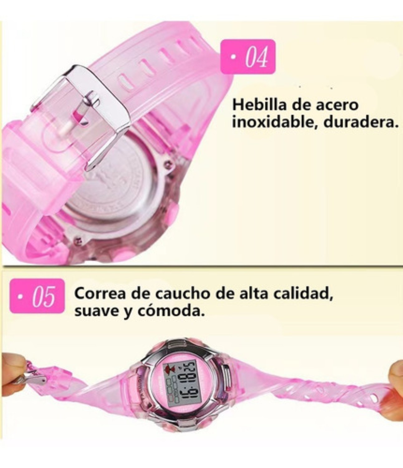Reloj Infantil Led Ni&ntilde;a Cronometro Contra Agua ROSA image number null