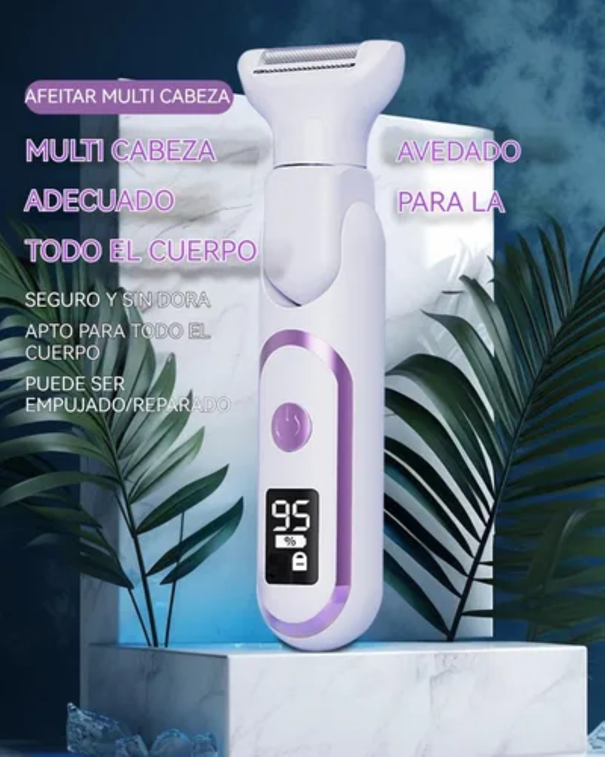 Depiladora El&eacute;ctrica Para Mujer 5 En 1 Blanco Morado image number null