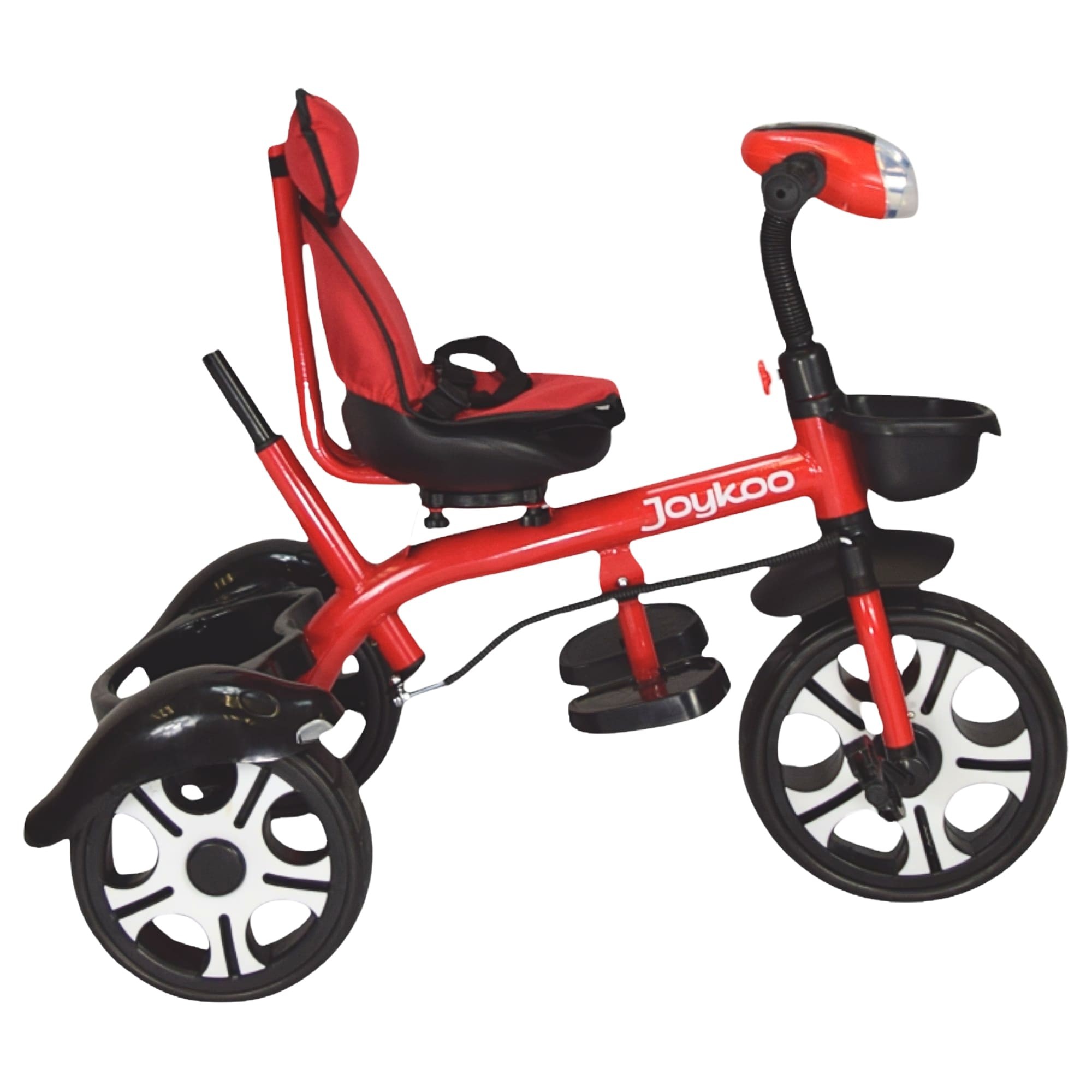 Triciclo Evolutivo para Ni&ntilde;os Giratorio 360 con Luz y Sonido Ruedas de Eva Toldo y Bast&oacute;n de Empuje - Rojo image number null