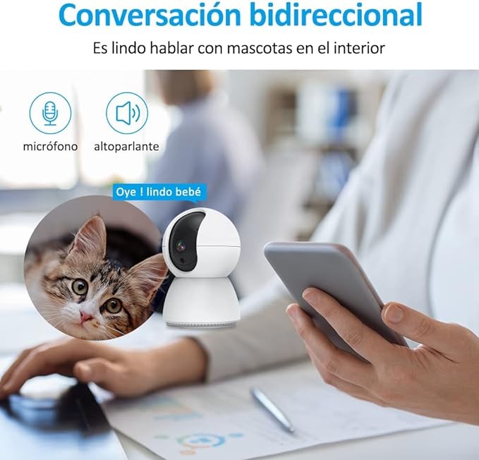 EASYTAO TV-628 C&aacute;mara de Seguridad Interior, 2K 3MP C&aacute;mara Alexa WiFi, iCSee O Tris Home App, Audio Bidireccional, Control Remoto, Detecci&oacute;n de Movimiento, Visi&oacute;n Nocturna,Compatible con Alexa. image number null