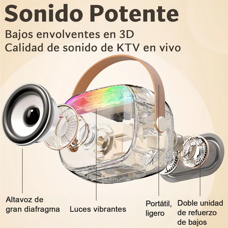 Karaoke Para Ni&ntilde;os Con 2 Micr&oacute;fonos Inal&aacute;mbricos Y Bocina image number null