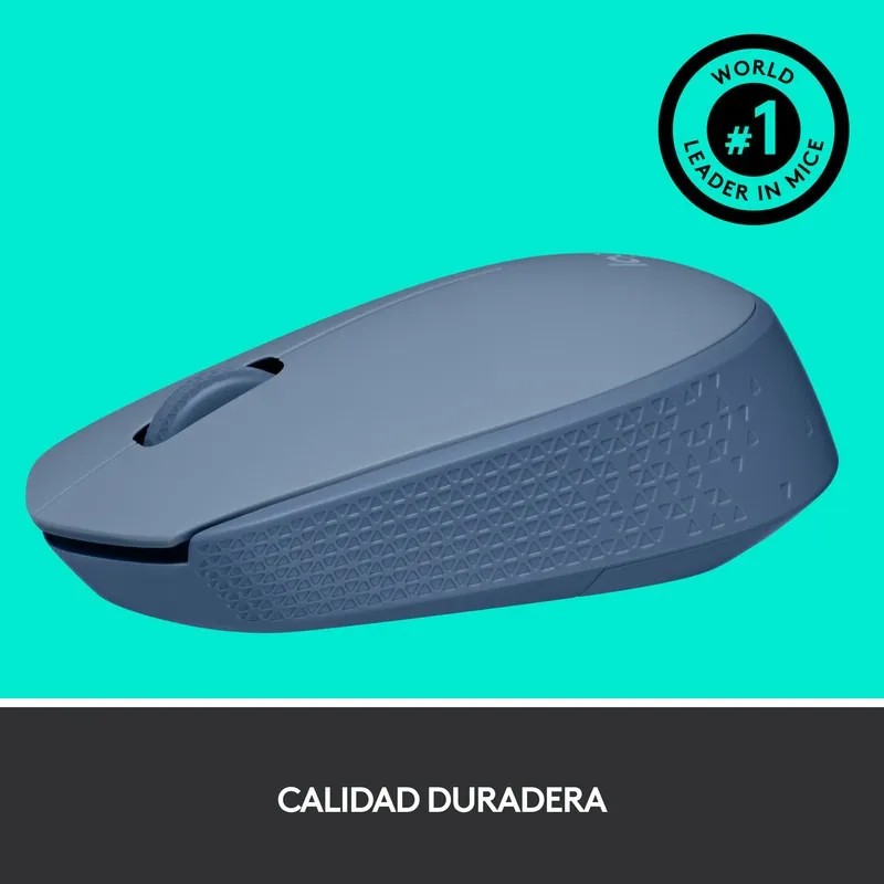 Mouse Ergon&oacute;mico Logitech M170, Inal&aacute;mbrico, &Oacute;ptico, 1.000DPI, RF Inal&aacute;mbrico, Azul image number null