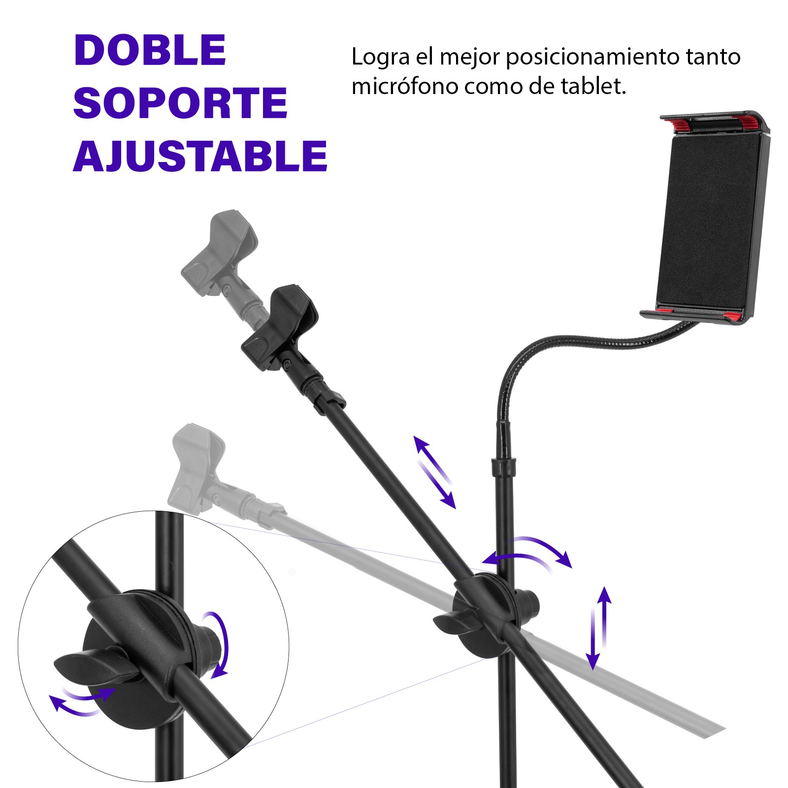 Soporte para Micr&oacute;fono y Tablet con Altura y &Aacute;ngulo Ajustables, image number null
