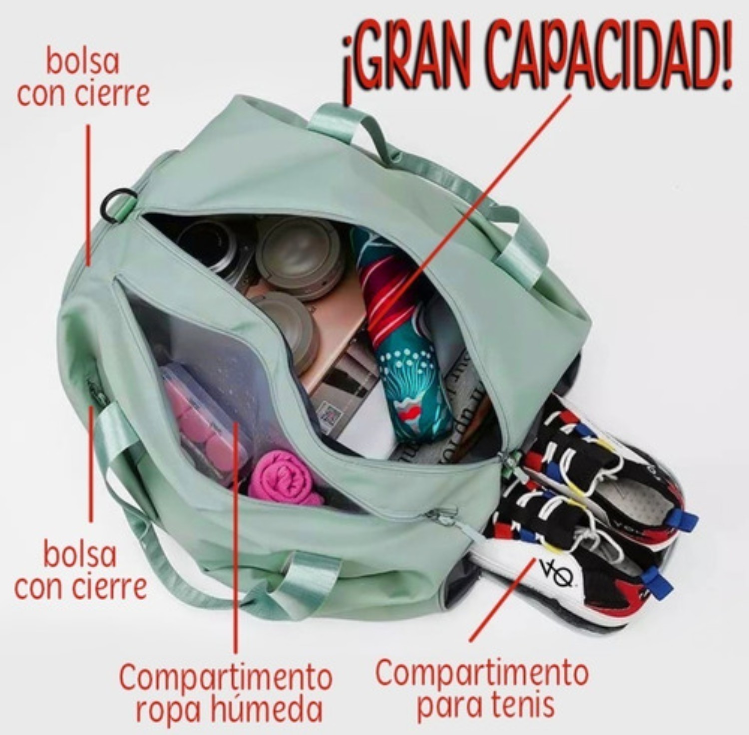 Maleta Deportiva Mochila Gimnasio Bolsa Gym Ejercicio Bolso Negro image number null