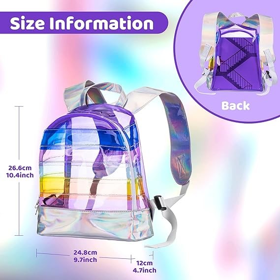 A Mochila Peque&ntilde;a Transparente Multicolor Para Ni&ntilde;as. image number null