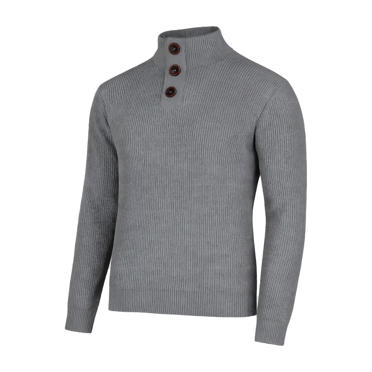 Su&eacute;ter Tejido Cuello Alto Color Gris Con Botones Para Hombre CHB Chili Beans Clothing Co. image number null