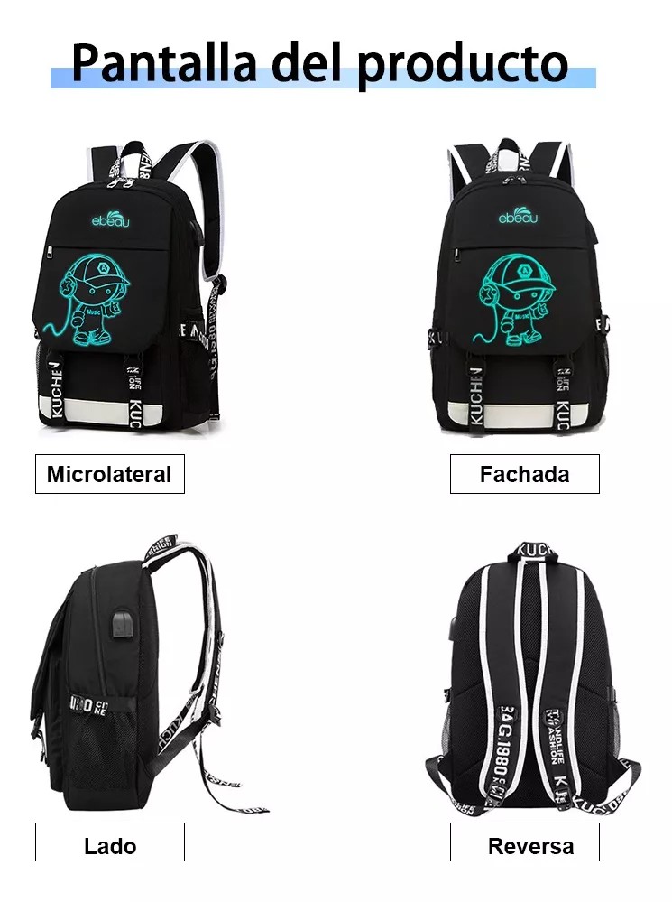 M Mochila Escolar Impermeable Antirrobo De Viaje Para Laptop image number null
