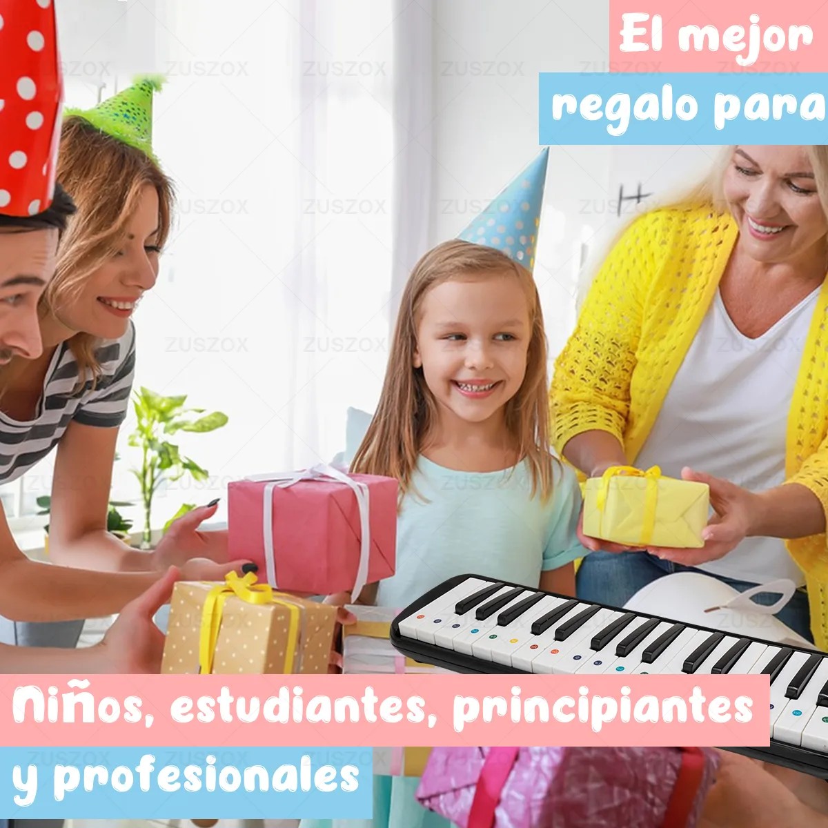 Melodica Portatil 32 Teclas Teclado Piano para Ni&ntilde;os Peque&ntilde;os con Boquilla y Estuche Color Negro image number null