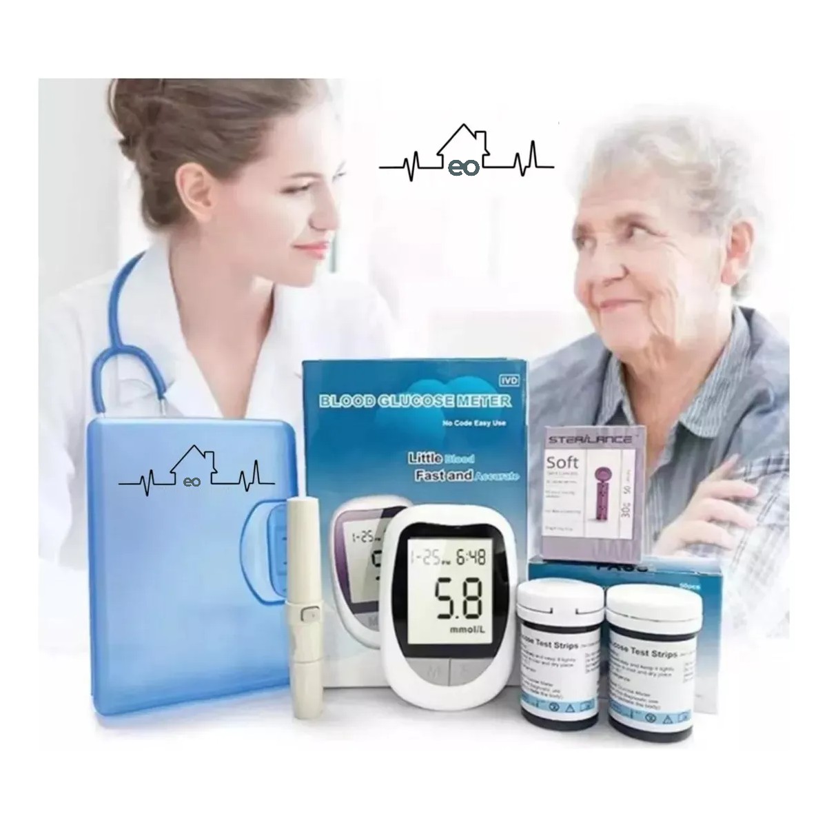 Glucometro Digital oximetro y Monitor de Presion para Brazo Color Blanco image number null