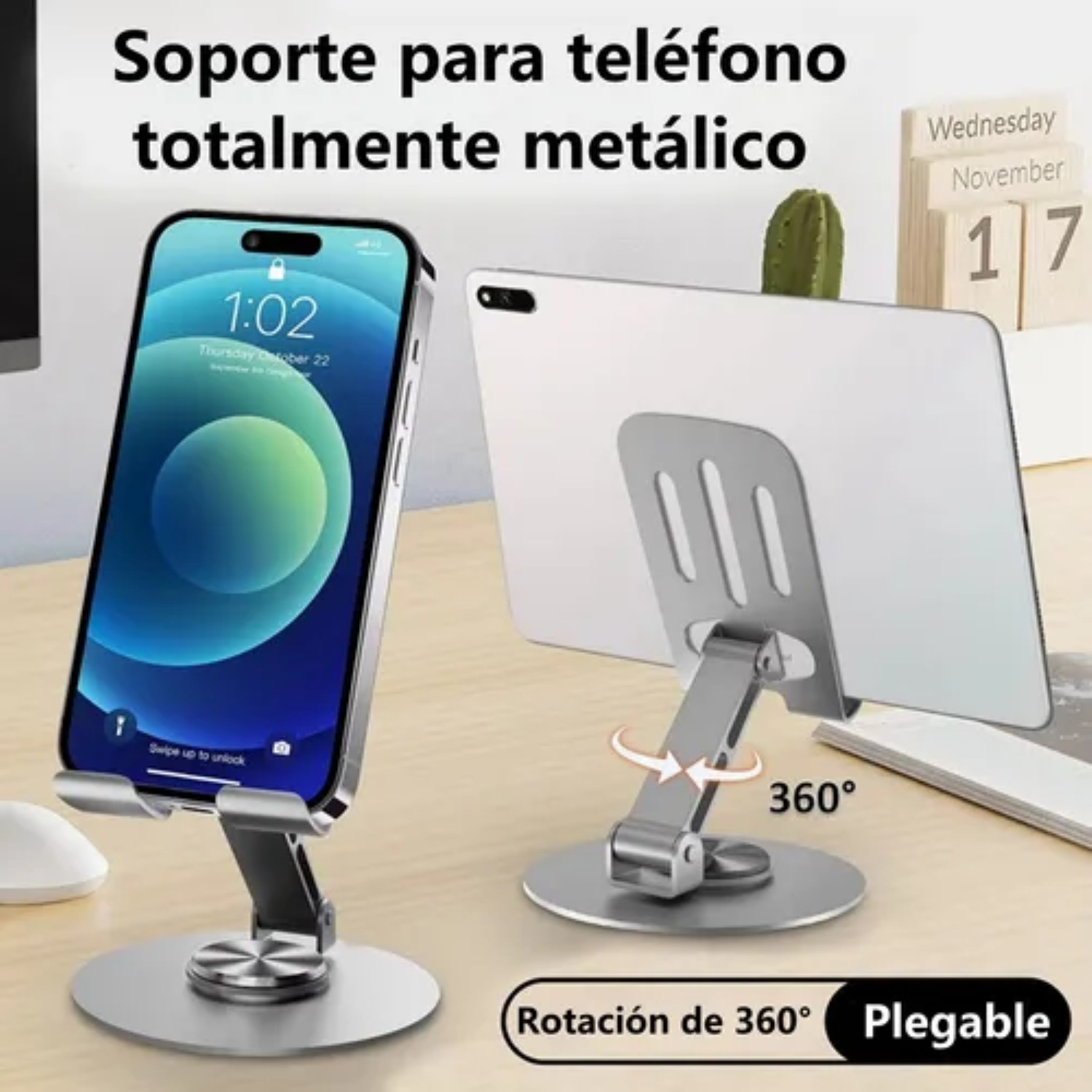 Metal Soporte De Celular Porta Celular Escritorio Giratorio image number null