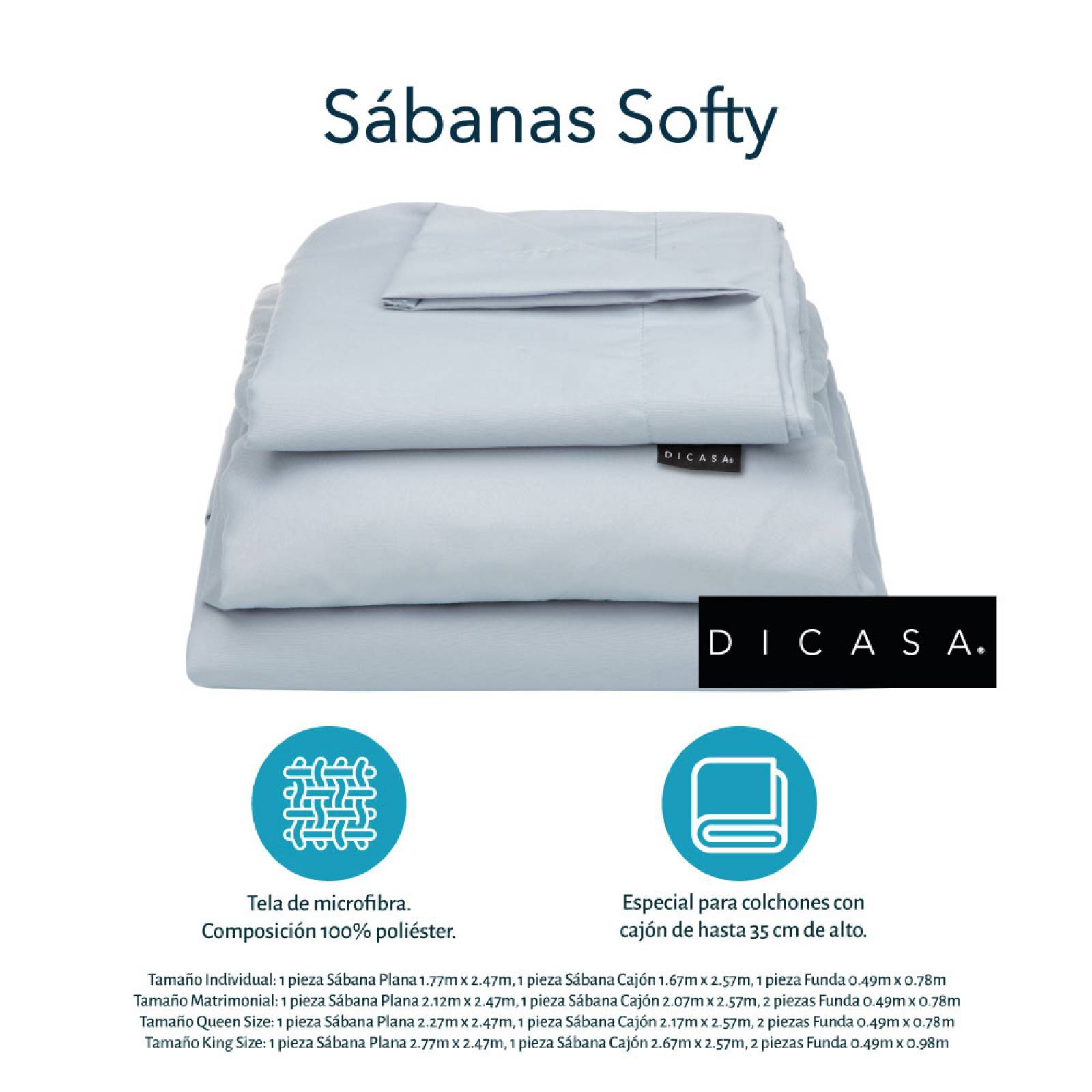 Edred&oacute;n Individual Dicasa Homy Gris + S&aacute;banas Softy Platino, Protector Ultra y Almohada One image number null