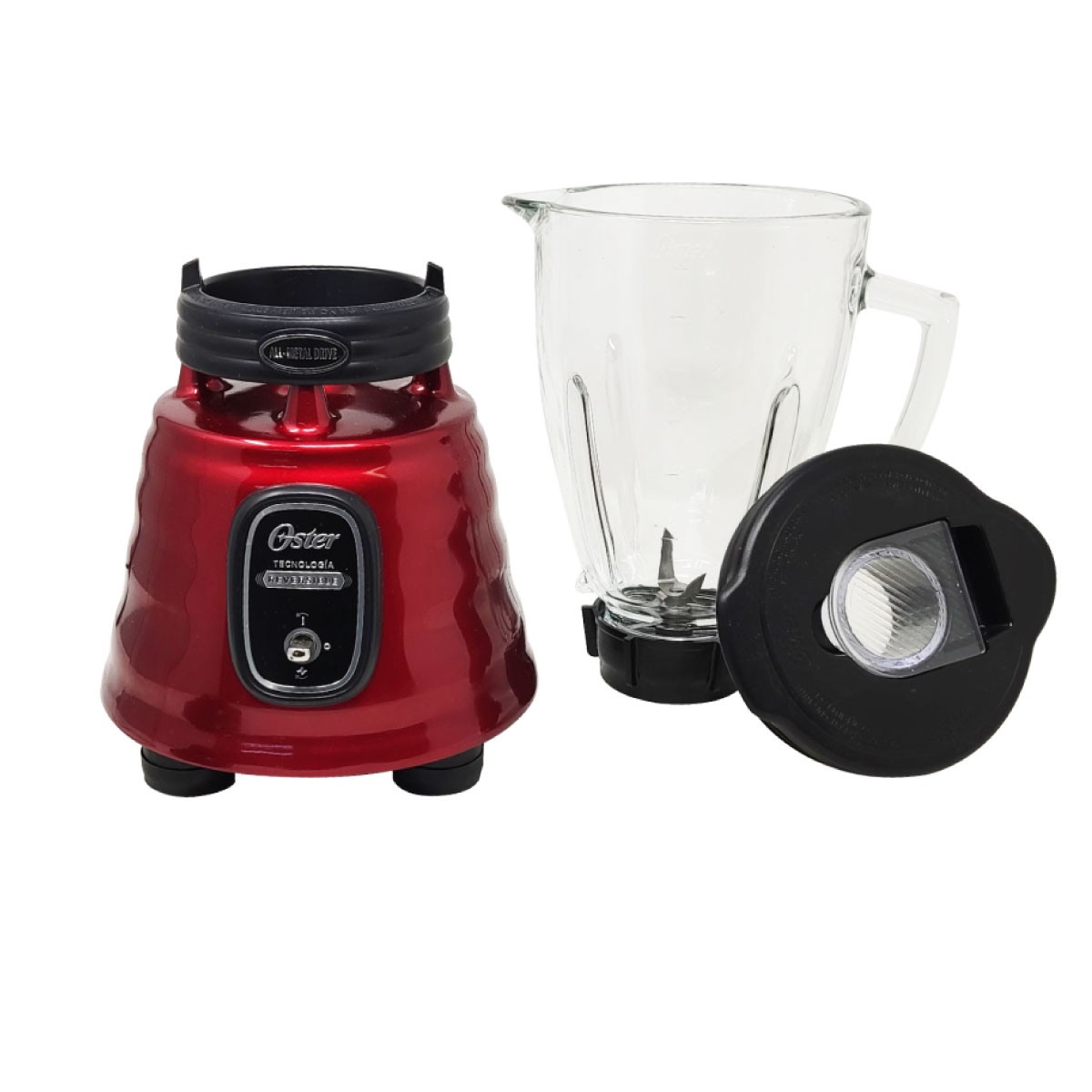 Licuadora 1 Velocidad + Pulso Reversible Vaso de Vidrio Rojo con Vaso Blend-N-Go Oster BLSTBESTR013 image number null
