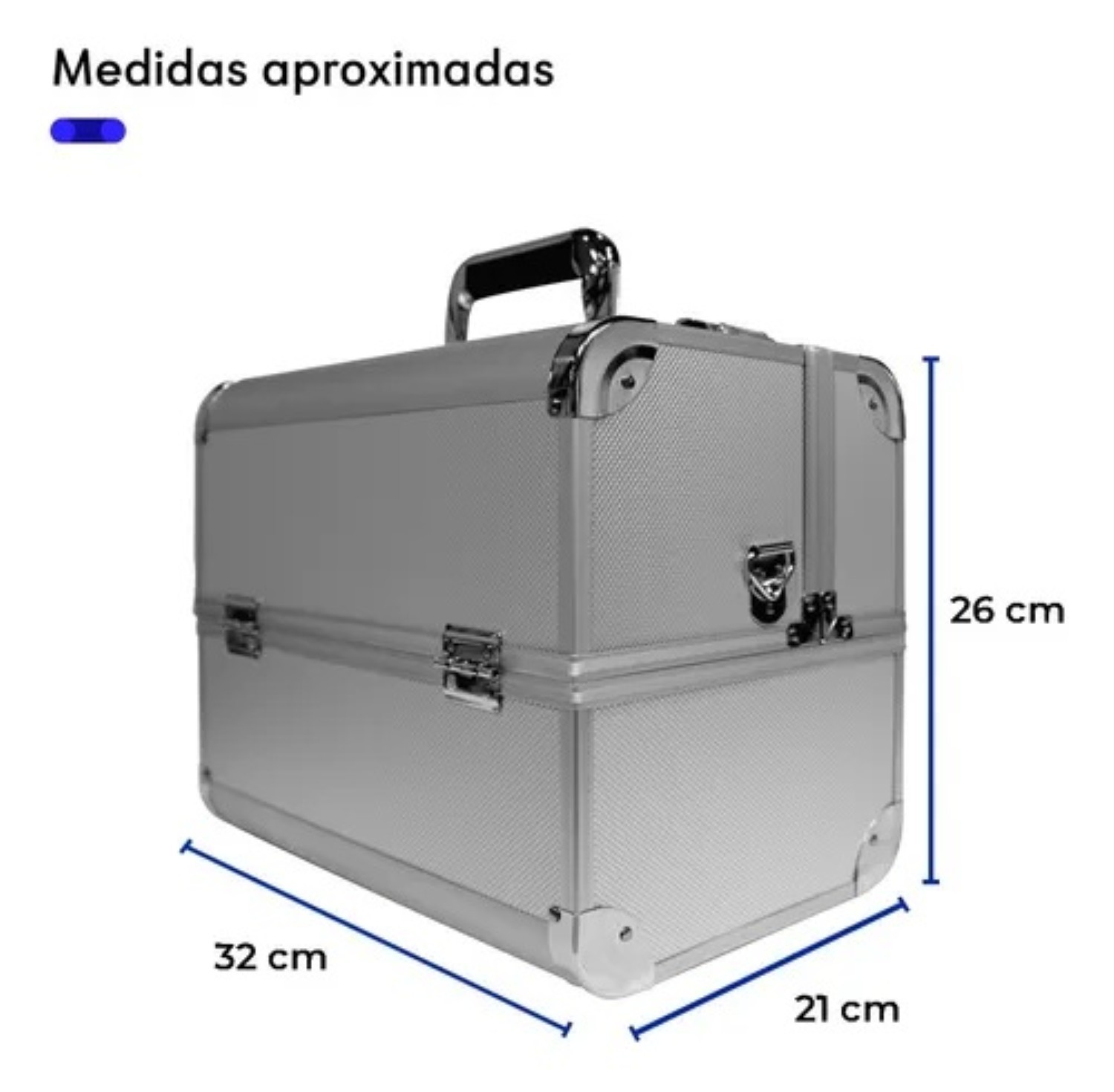 Neceser Malet&iacute;n Met&aacute;lico Reforzado Cosmetiquera Plata image number null