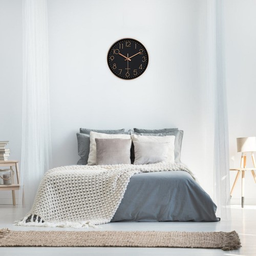 Reloj De Pared Moderno Cuarzo Silencioso Dormitorio Y Sal&oacute;n Oro/Negro. image number null