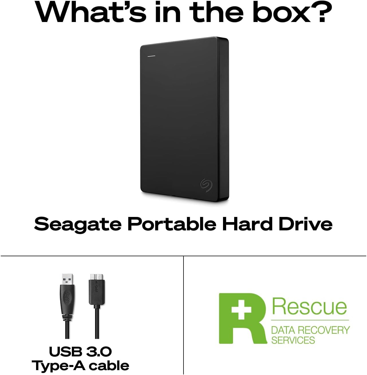 Disco duro externo port&aacute;til Seagate - USB 3.0 de 1 TB con servicios de recuperaci&oacute;n de datos Rescue - Negro image number null