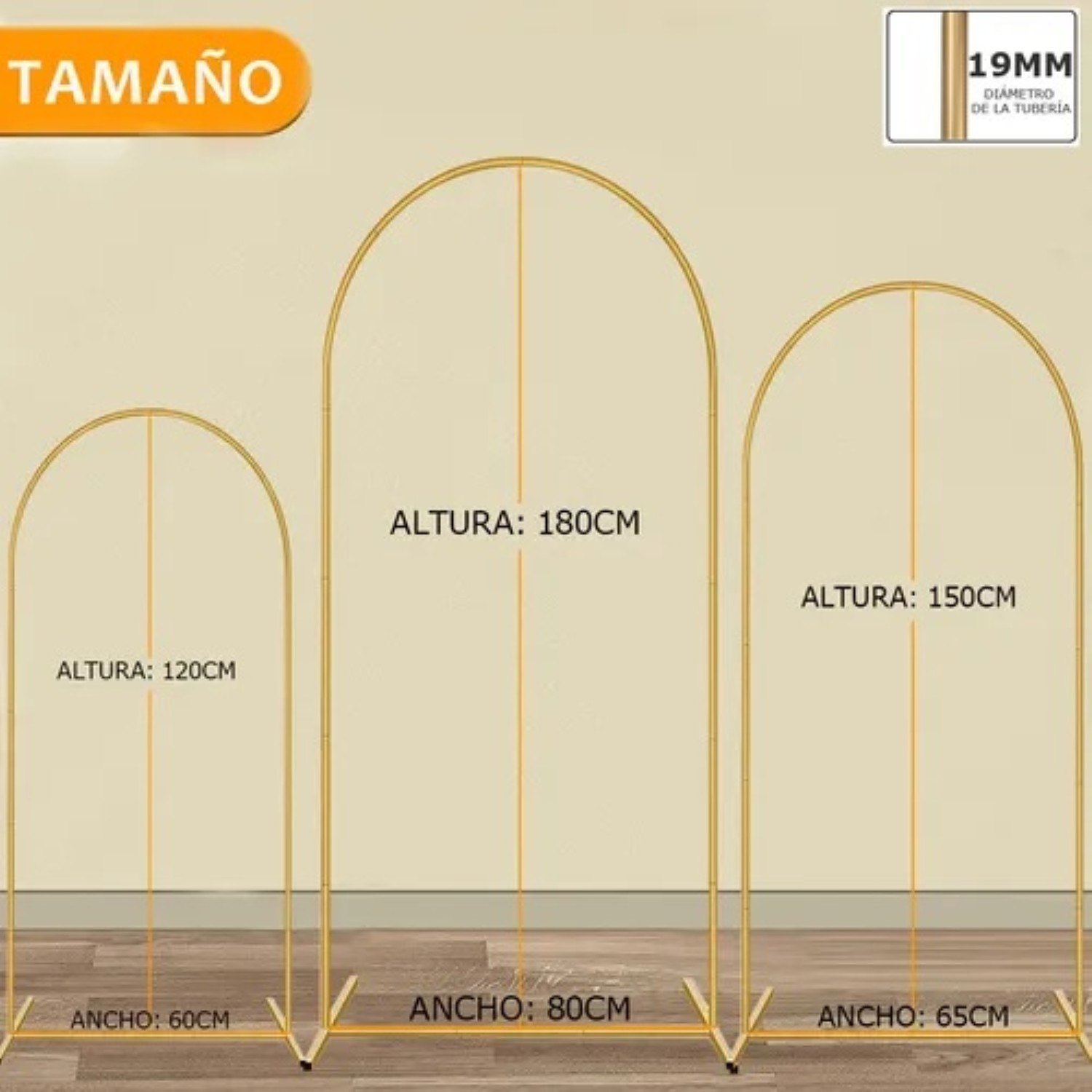 Estructura De Herrer&iacute;a Packs Mamparas Para Decoracion Fiesta Dorado image number null