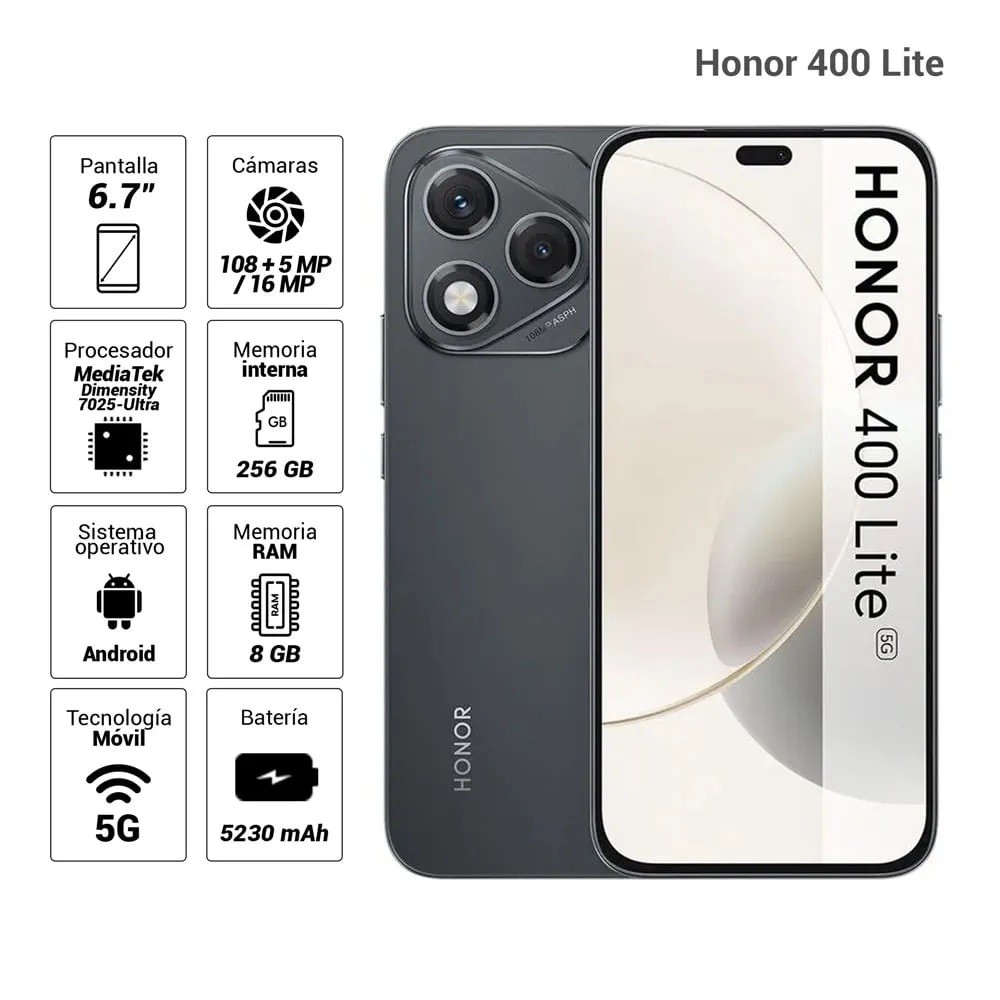Honor 400 Lite 5G 256Gb 8Ram Color Negro Nuevo Libre image number null