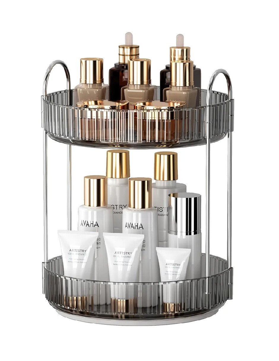 Organizador De Maquillaje Cosm&eacute;ticos Rotaci&oacute;n Acr&iacute;lico 360&deg; Color Gris image number null