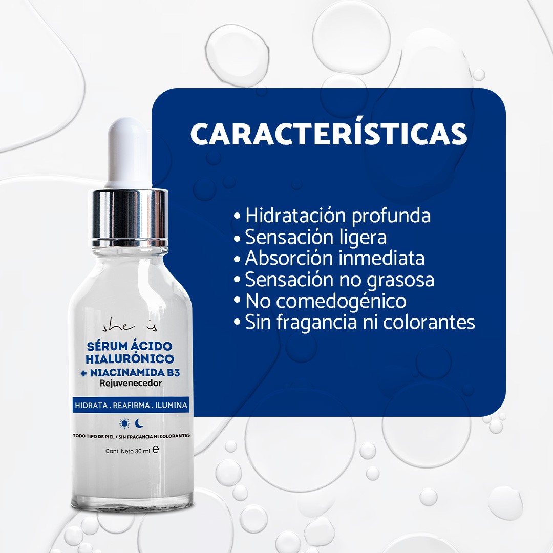 Serum Antiedad Doble &Aacute;cido Hialur&oacute;nico + Niacinamida B3, She is skincare image number null
