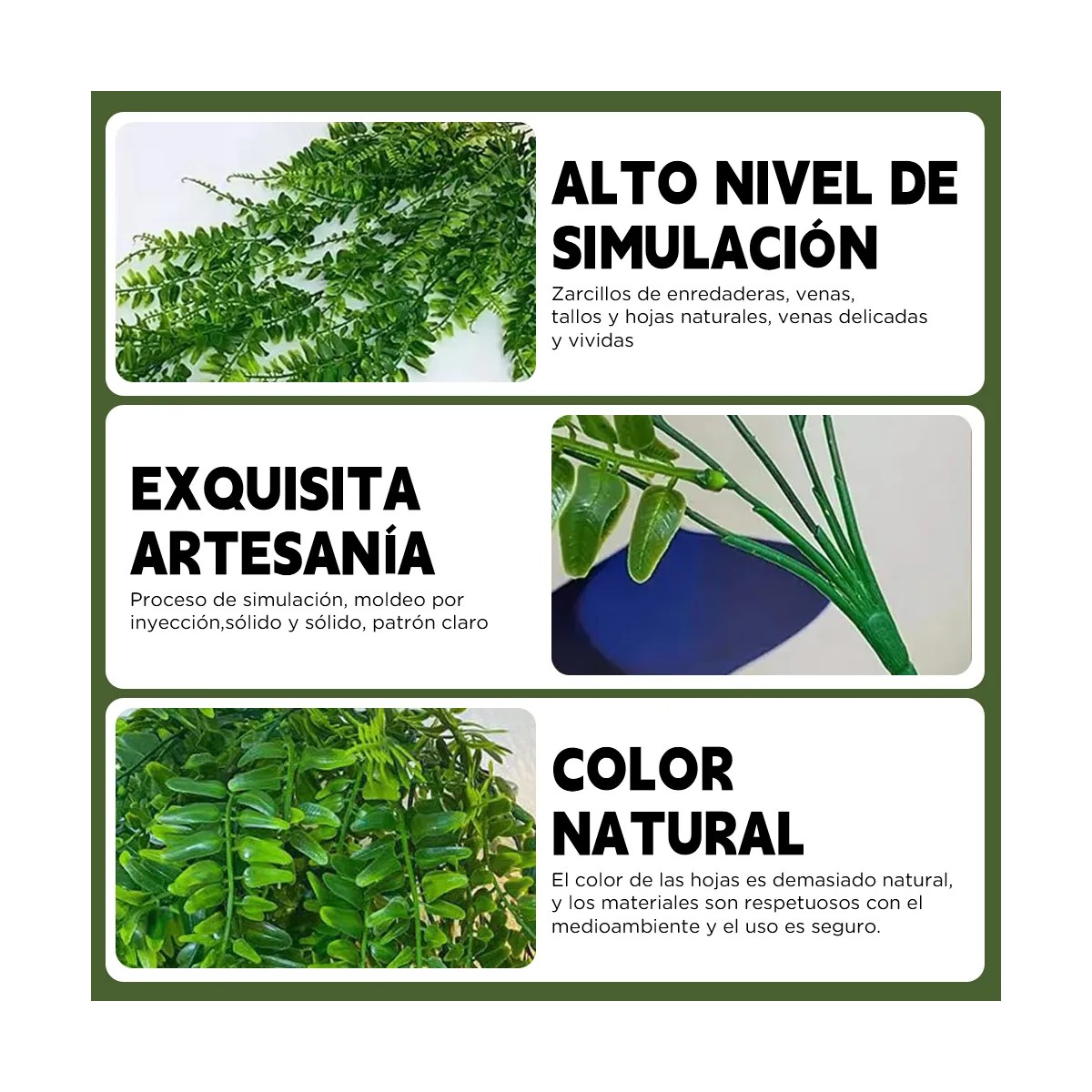 Plantas Artificiales Colgantes Decorativas Helecho De Boston 6 Pzas image number null