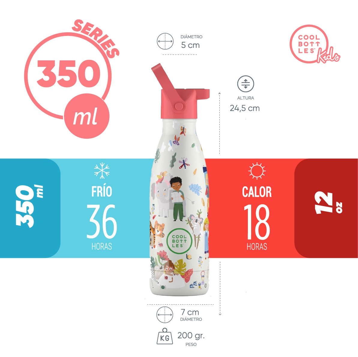 Cool Bottles Botella Termo Infantil Curious Explorers 350ml image number null