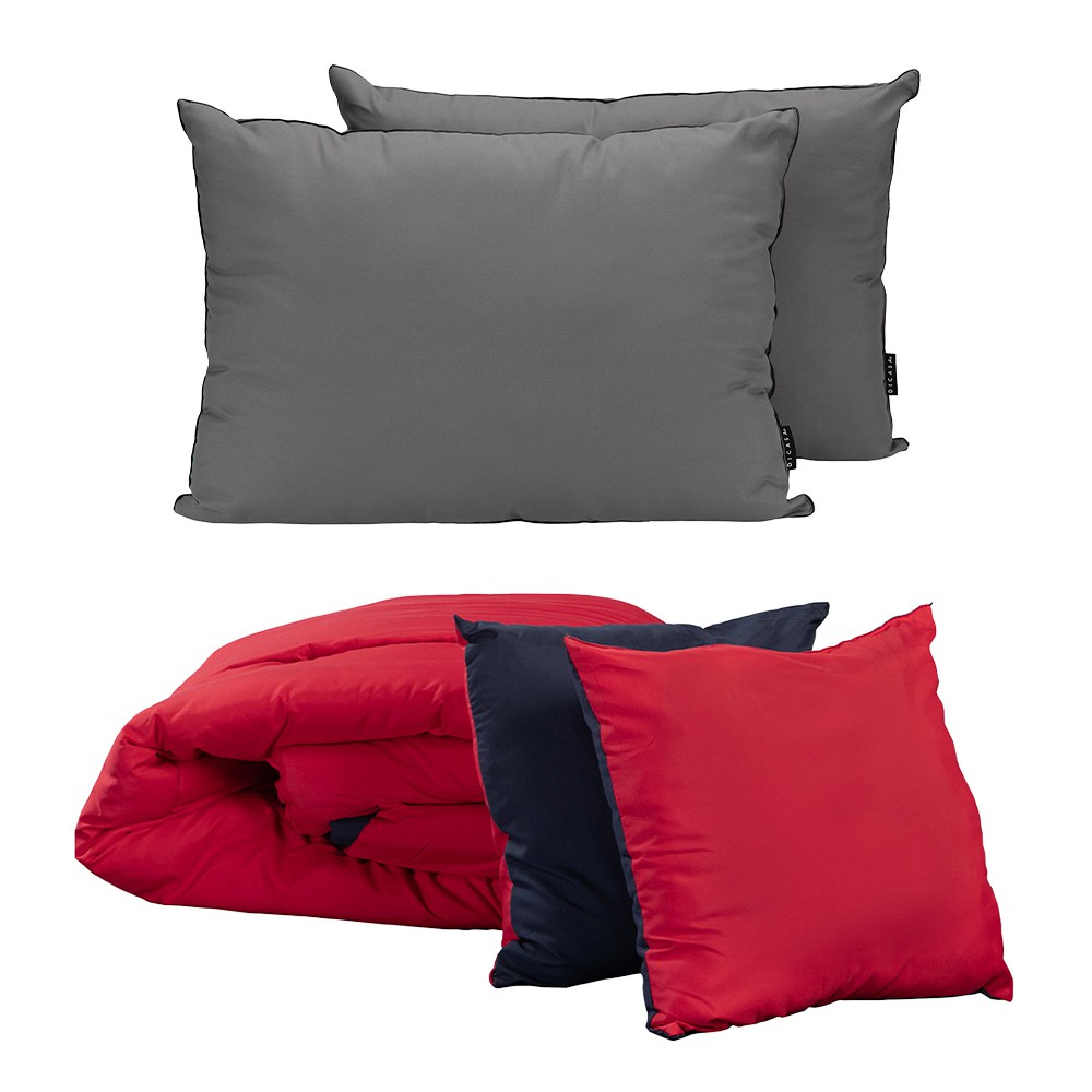 Set de Edred&oacute;n King Size Dicasa Couzy Doble Vista Rojo con Azul Marino con Almohada 2-Pack image number null