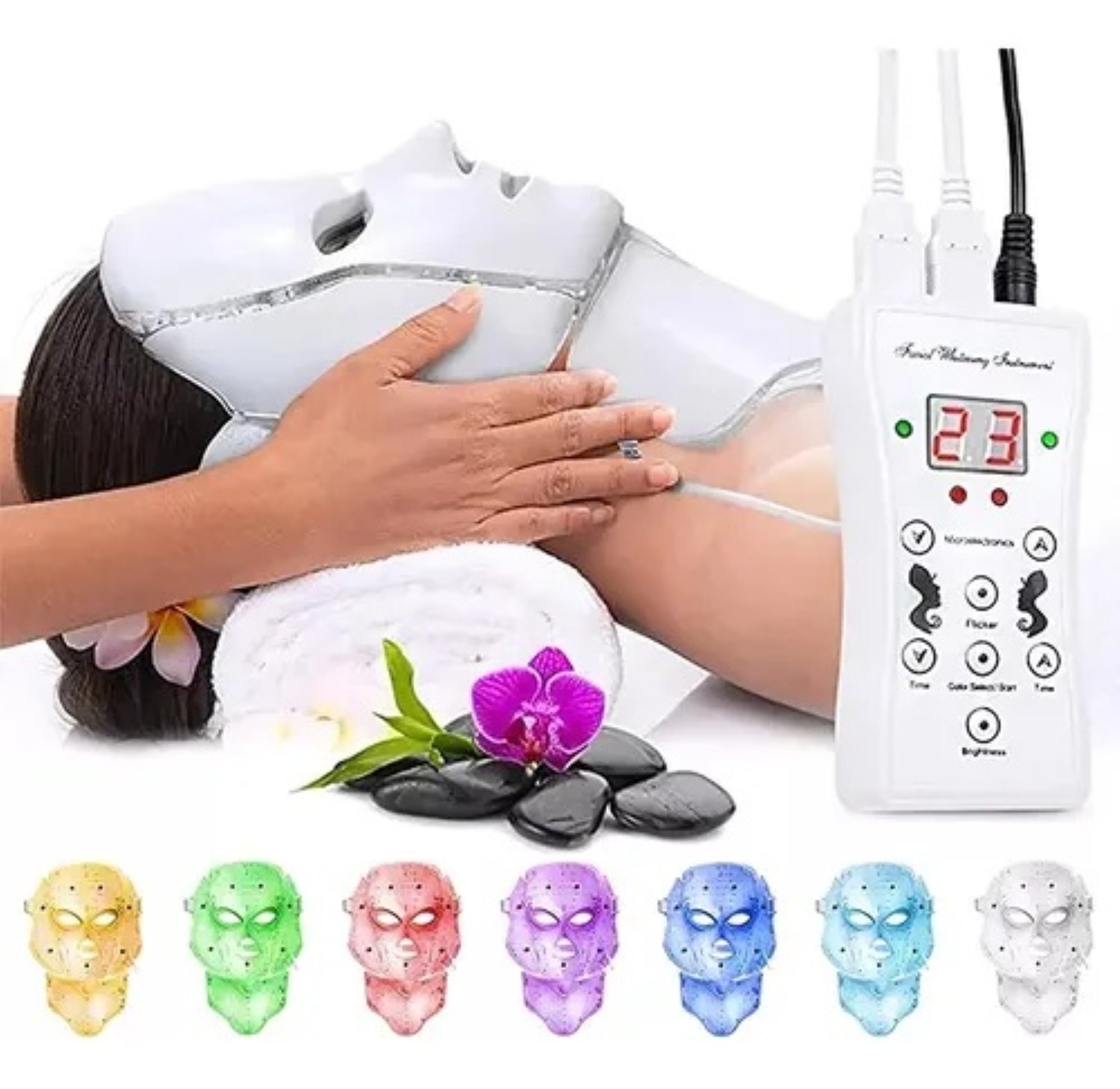 M&aacute;scara facial terap&eacute;utica LED 127V Blanco image number null