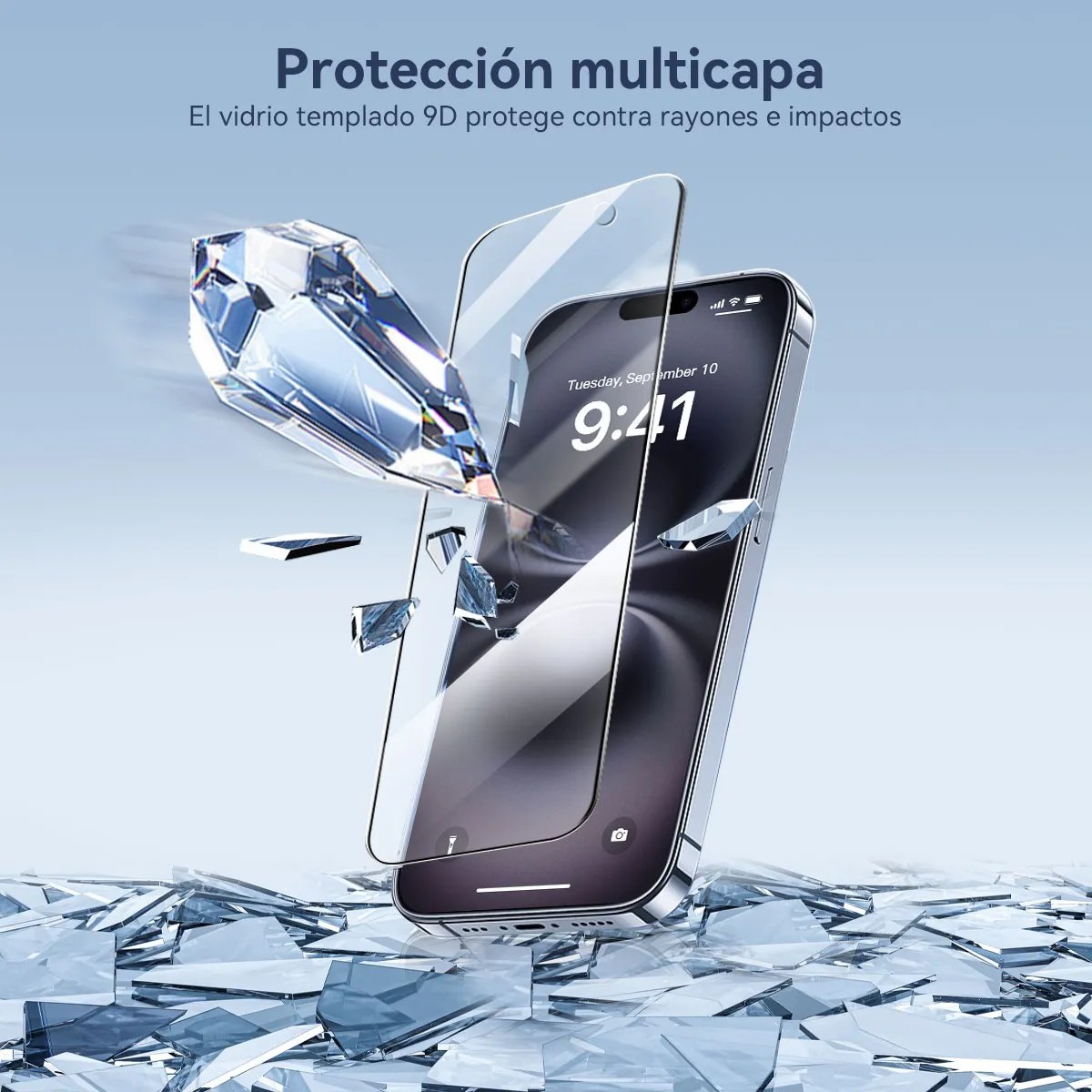 Funda Para iPhone 12 Pro + Cargador Inal&aacute;mbrico 15w + Mica De Vidrio Templado Azul image number null