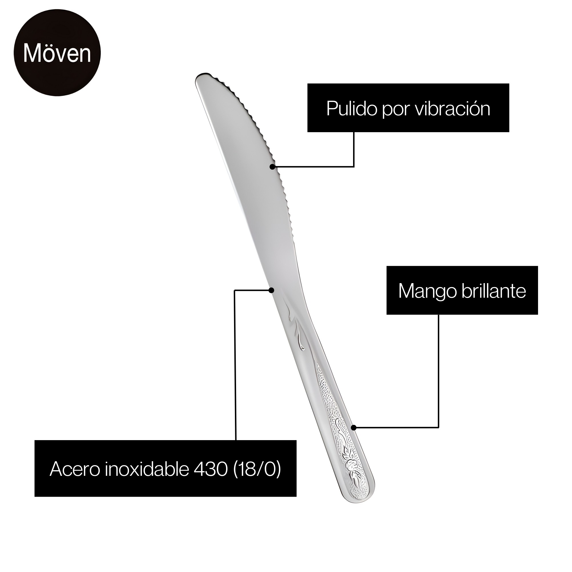 Juego de Cubiertos M&ouml;ven Jazm&iacute;n &ndash; 24 Piezas, Acero Inoxidable Gris image number null