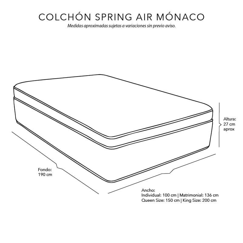 Colch&oacute;n Individual Spring Air M&oacute;naco+Almohada 2Pack+Protector Cloud+S&aacute;banas Softy+Edred&oacute;n Homy image number null