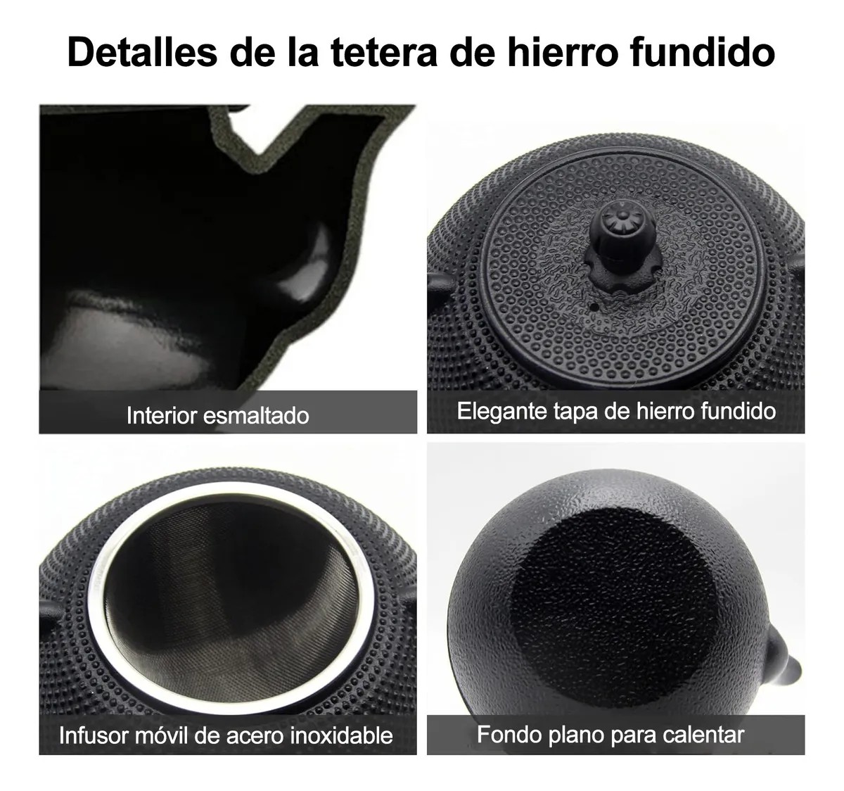 Tetera De Hierro Fundido Estufa 1200ml Con 4 Tazas Esmaltado image number null