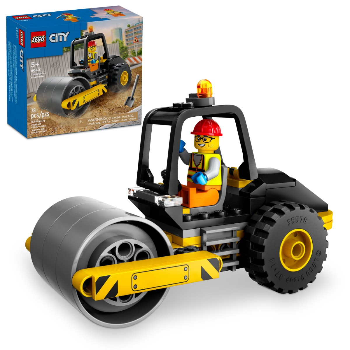 Set LEGO City Aplanadora 60401 78 Piezas COLOR AMARILLO Con Minifigura Desde 5 A&ntilde;os Veh&iacute;culo De Construcci&oacute;n image number null