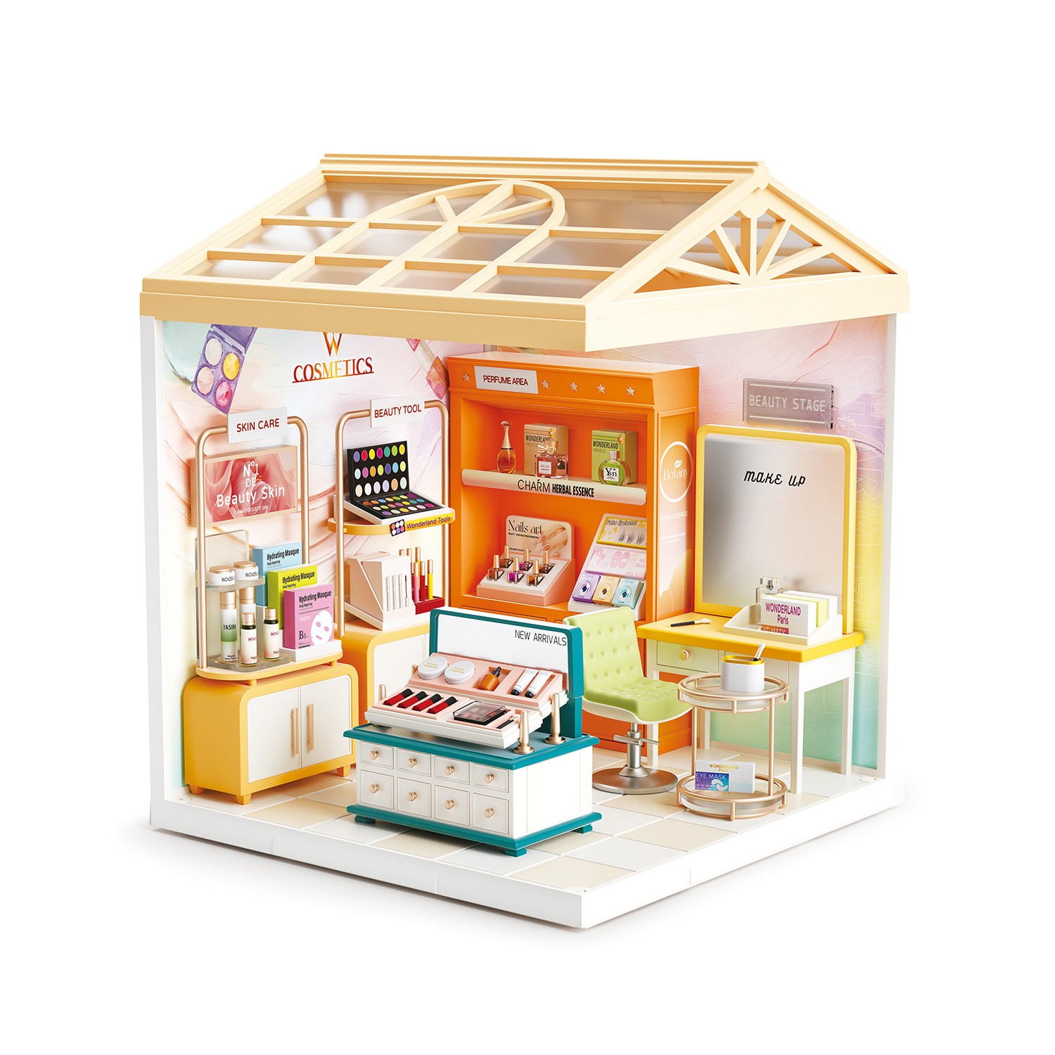 Juguete Tienda de Cosm&eacute;ticos en Miniatura con Maquillaje, Accesorios y Luz Nocturna image number null