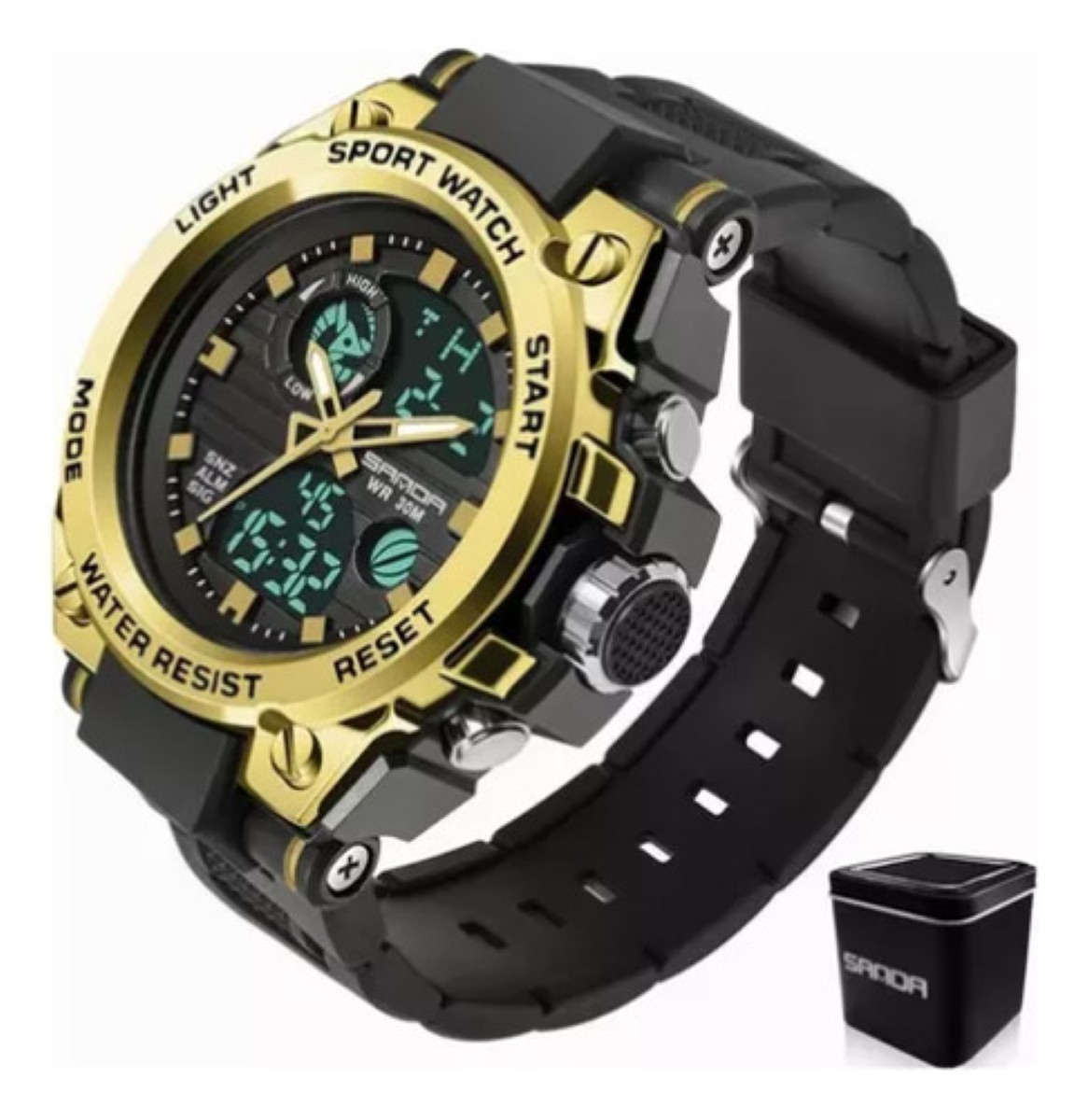"Reloj De Pulsera T&aacute;ctico Militar Impermeable Para Hombre negro dorado " image number null