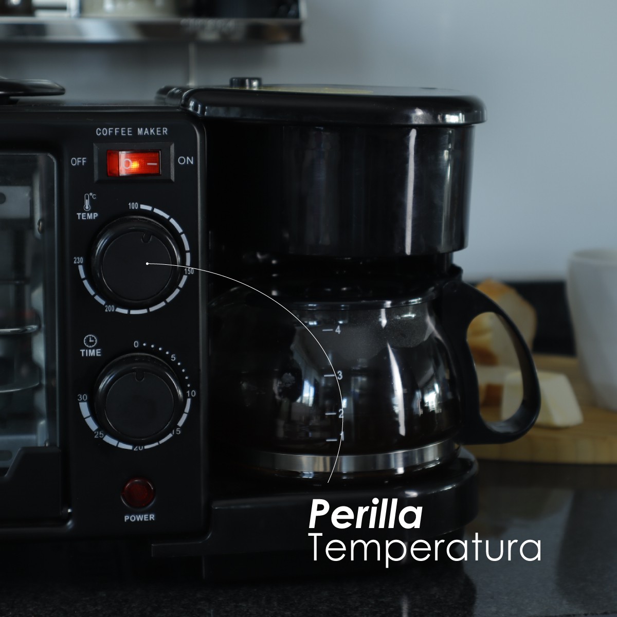 Ilios Innova | Horno 3 En 1 Maquina De Desayuno Sarten Cafetera Mini Horno image number null