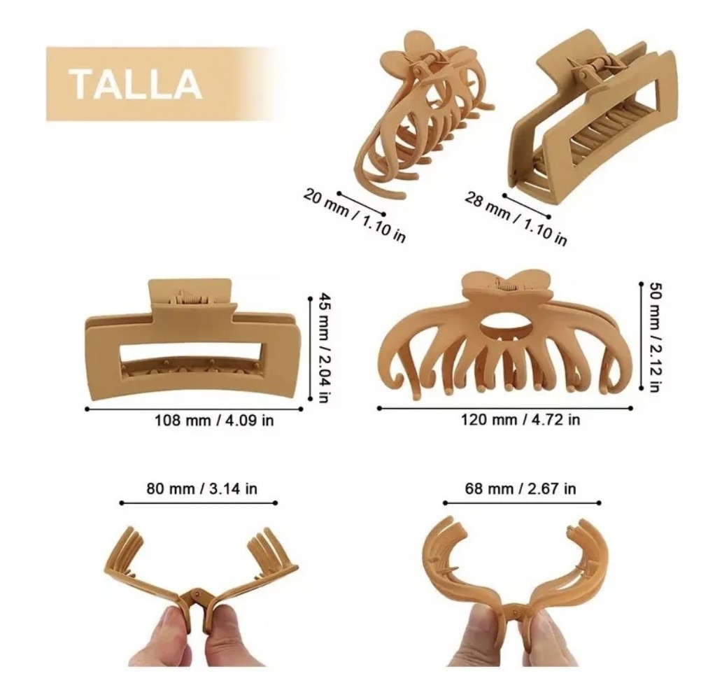 Pinzas Para Cabello Broches Cabello Grande Mujer 8 Pzs image number null