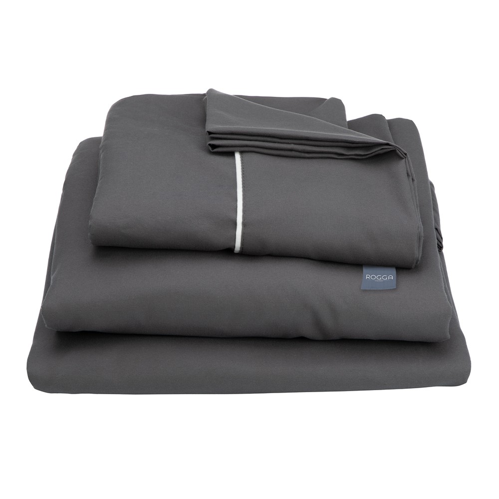 Edred&oacute;n Individual Dicasa Couzy Azul Marino con Gris, S&aacute;banas Royal Gris, Protector Lux y Almohada Royal image number null