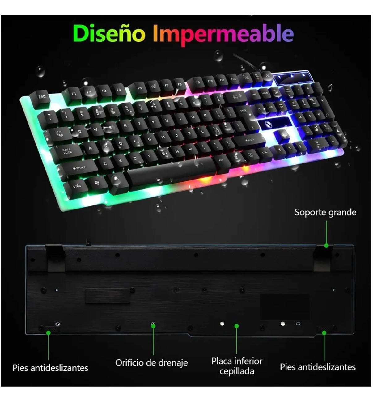 Kit Teclado Mouse Game Profesional Malubero Alfombrilla De Rat&oacute;n Usb image number null