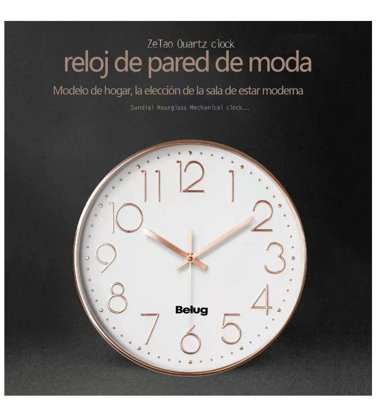 Reloj De Pared Silencioso De Dise&ntilde;o Moderno De 12 Pulgadas Belug image number null