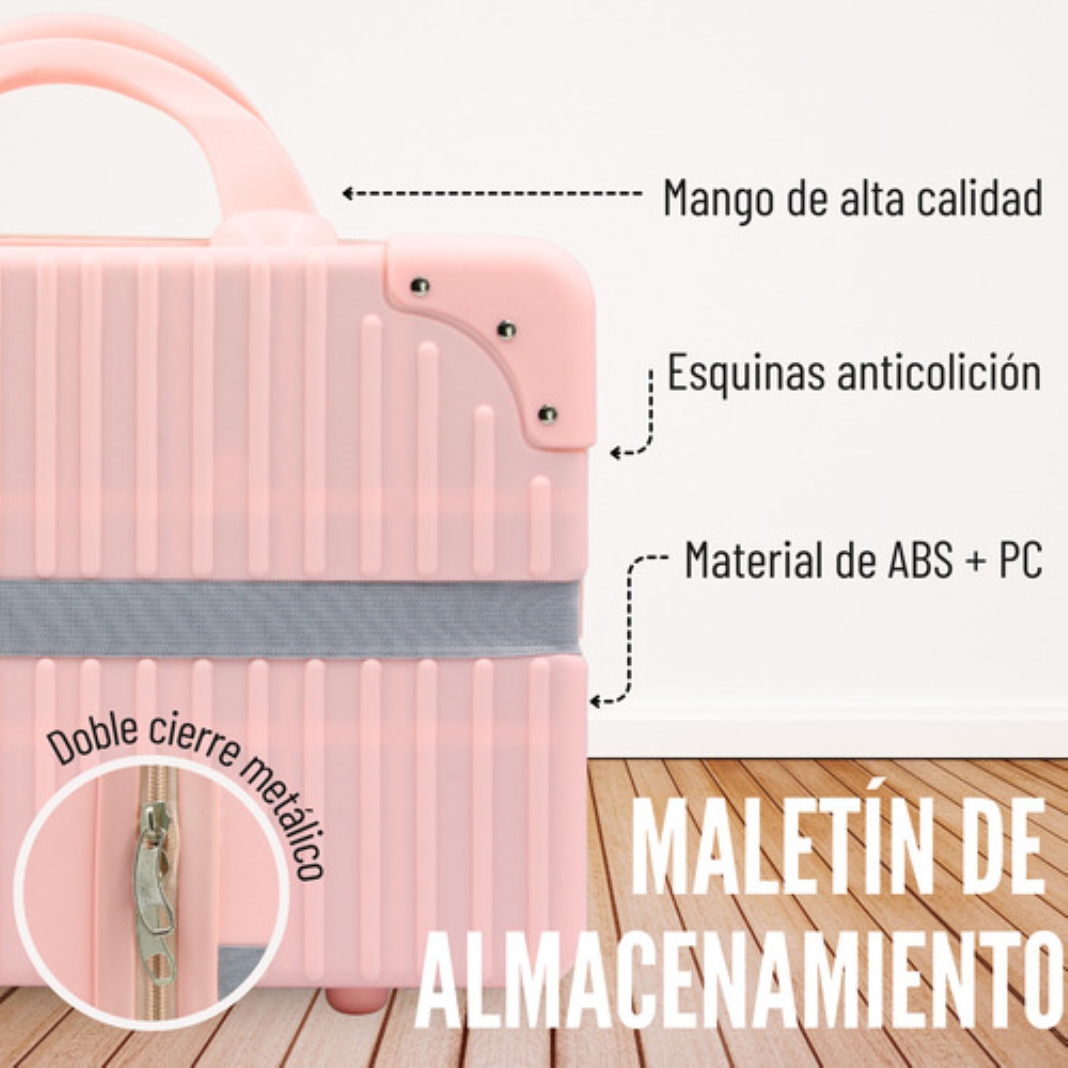 Cosmetiquera Neceser Profesional 30cm Malet&iacute;n Maquillaje Rosa image number null