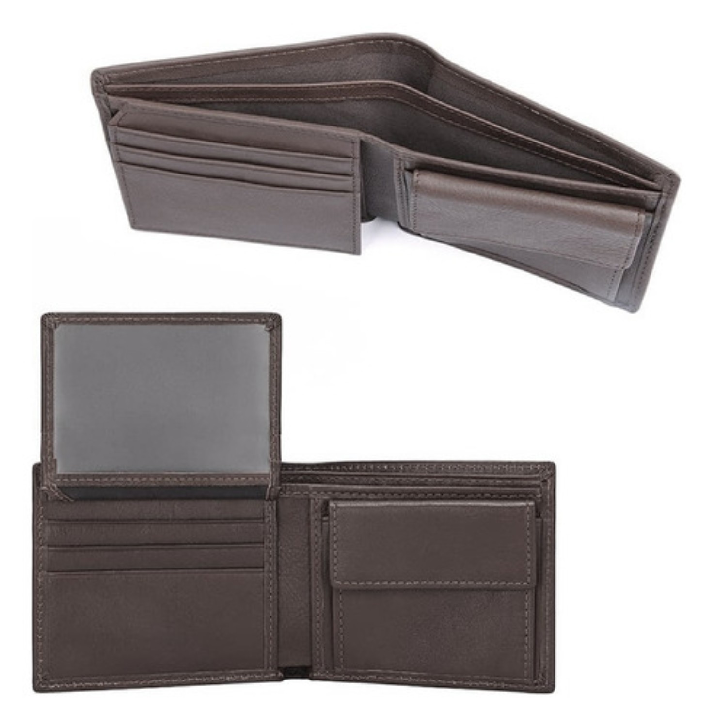 Carteras Para Hombre Billetera Genuina Monederos Caballero Marron Oscuro image number null