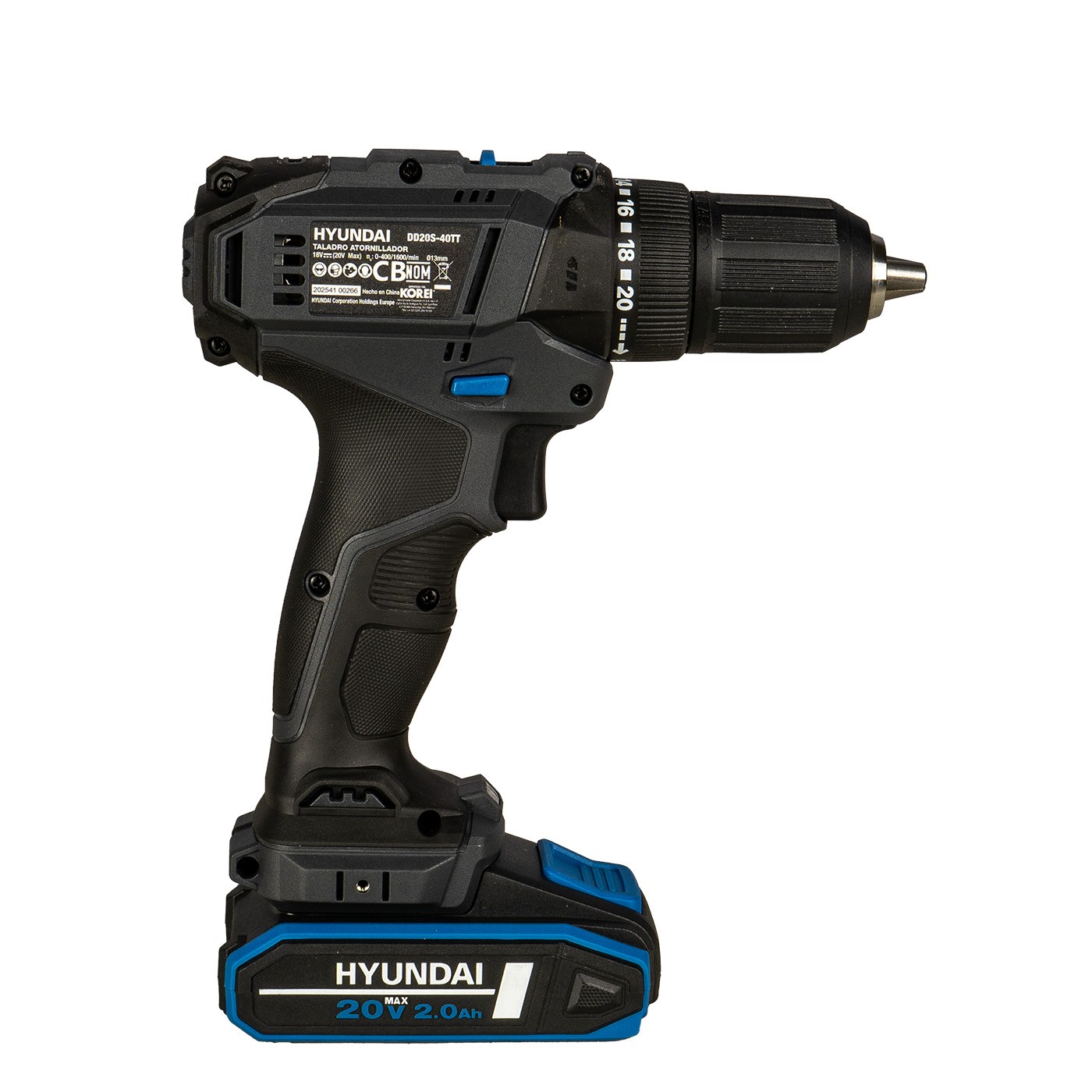 Taladro Atornillador Hyundai Inal&aacute;mbrico Dd20s-40tt Bater&iacute;a Li-ion 40n.m Azul 50 Hz/60 Hz image number null